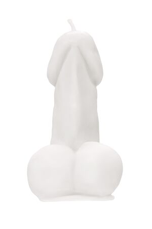 Белая свеча в форме пениса - 47 гр.